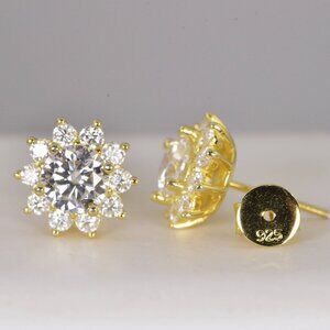 GRA Certified 2.8 CT Sunflower All Moissanite Stud Earrings